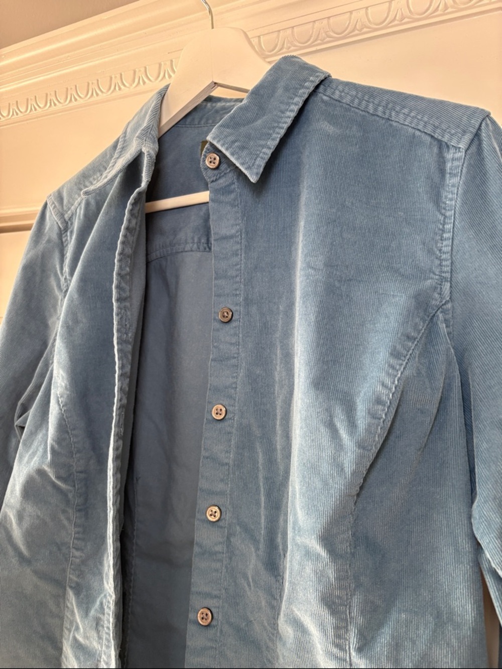 Vintage Eddie Bauer Light Blue Corduroy Button-Down Shirt Medium - Picture 3 of 4